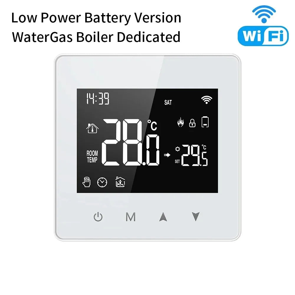 Smart WiFi Thermostat Battery Powered Tuya Compatible with Alexa Google Home For Gas Water Boiler Heating System Peaceful Pleasures Health and Wellness WiFi Tuya Version