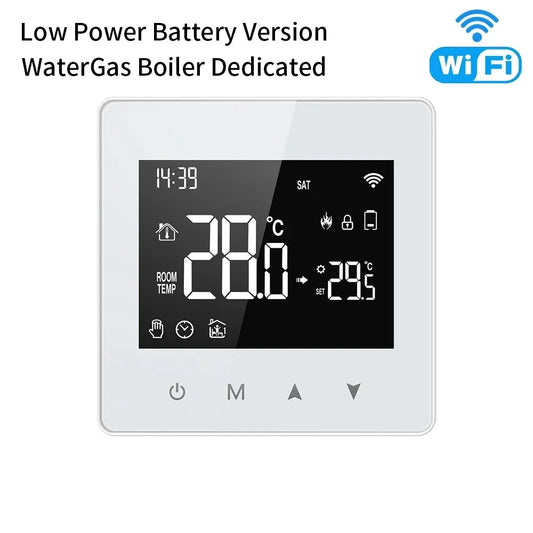 Smart WiFi Thermostat Battery Powered Tuya Compatible with Alexa Google Home For Gas Water Boiler Heating System Peaceful Pleasures Health and Wellness WiFi Tuya Version