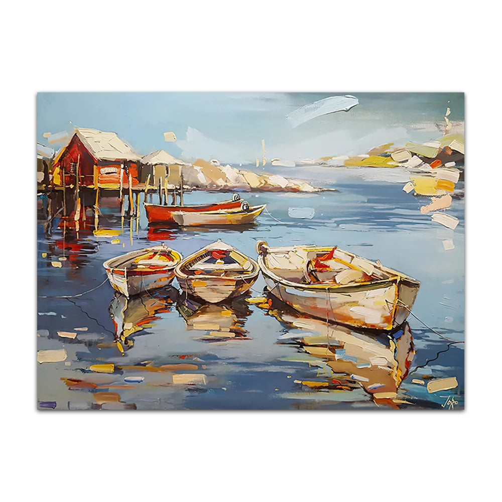 Retro Sailing Boat Canvas Wall Art | Abstract Sea Landscape Print