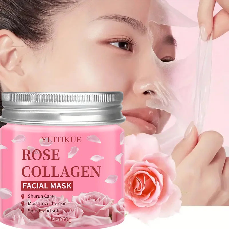 YUITIKUE Rose Collagen Facial Mask 60g - Night Care, Moisturize & Smooth Skin, Shurun Care Formula for Soft Skin Peaceful Pleasures Health and Wellness