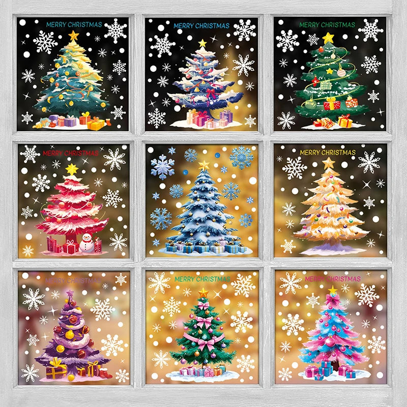 Christmas Window Clings – Tree, Snowman & Snowflake Decals