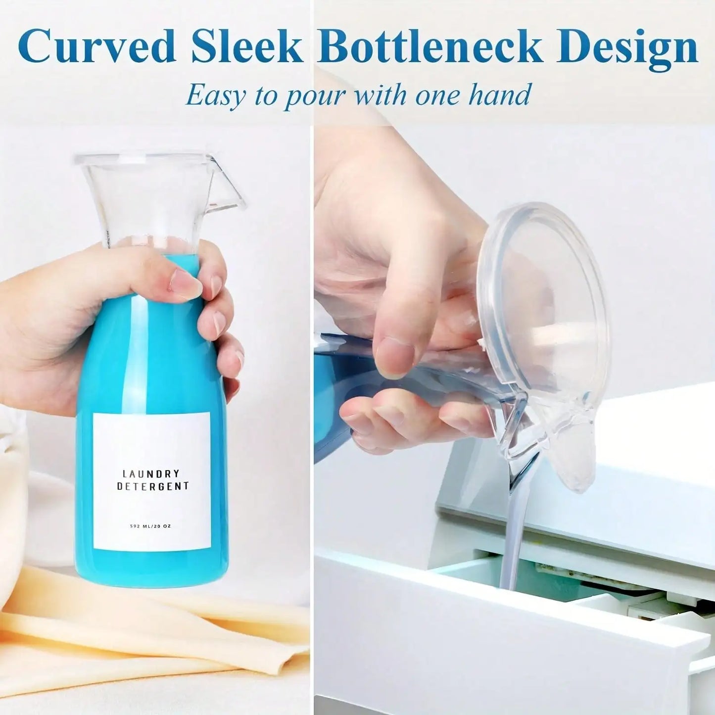 2 Pack Clear Laundry Detergent Dispenser Bottle 20oz with Label for Laundry Detergent Soap Fabric Softener Bleach Laundry Room Peaceful Pleasures Health and Wellness