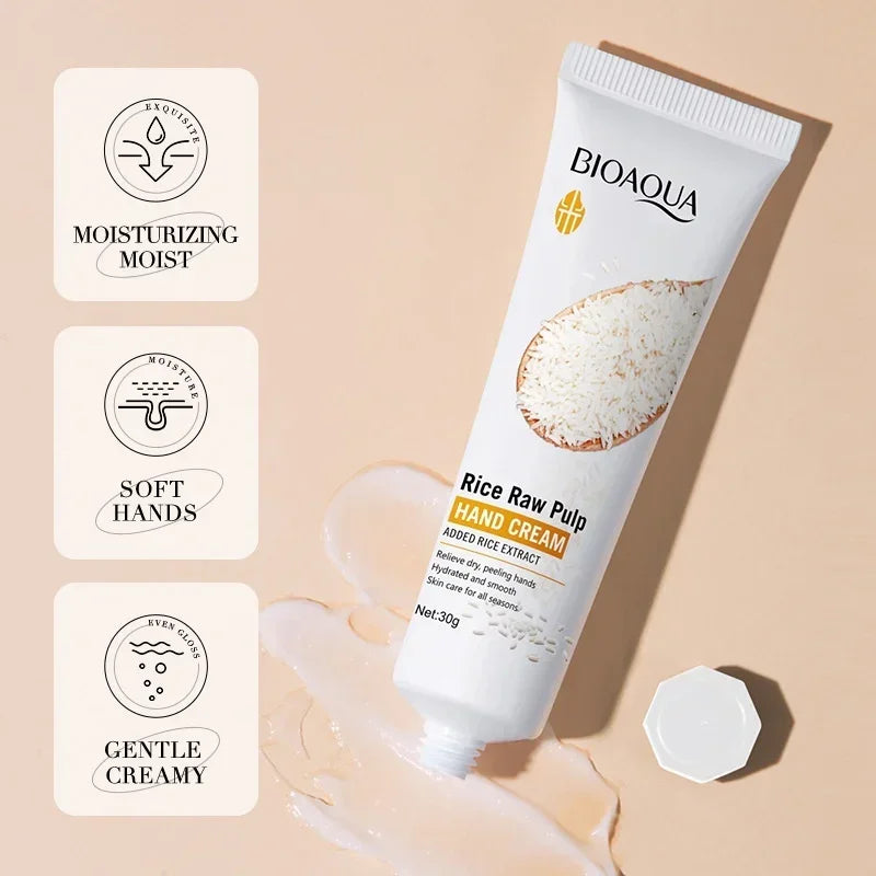Rice Hand Cream Volumizing Rejuvenating Nourishing Moisturizing Refreshing Non-Greasy Hand Care Cream 30g Peaceful Pleasures Health and Wellness
