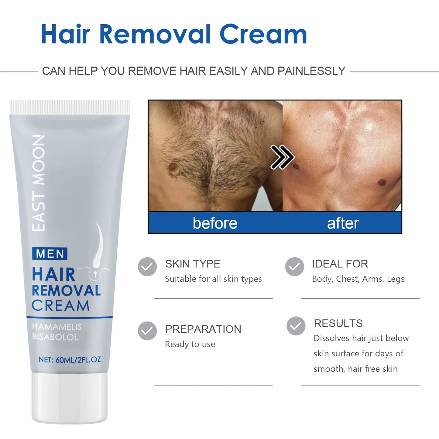 East Moon Painless Hair Removal Cream – Whole Body Depilatory