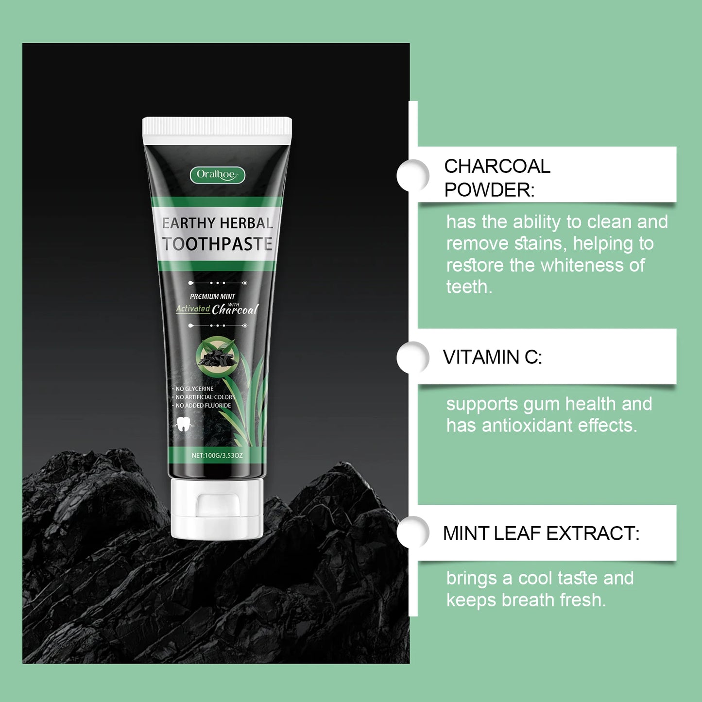 Oralhoe Herbal Mint Toothpaste – Stain Removal & Gum Care