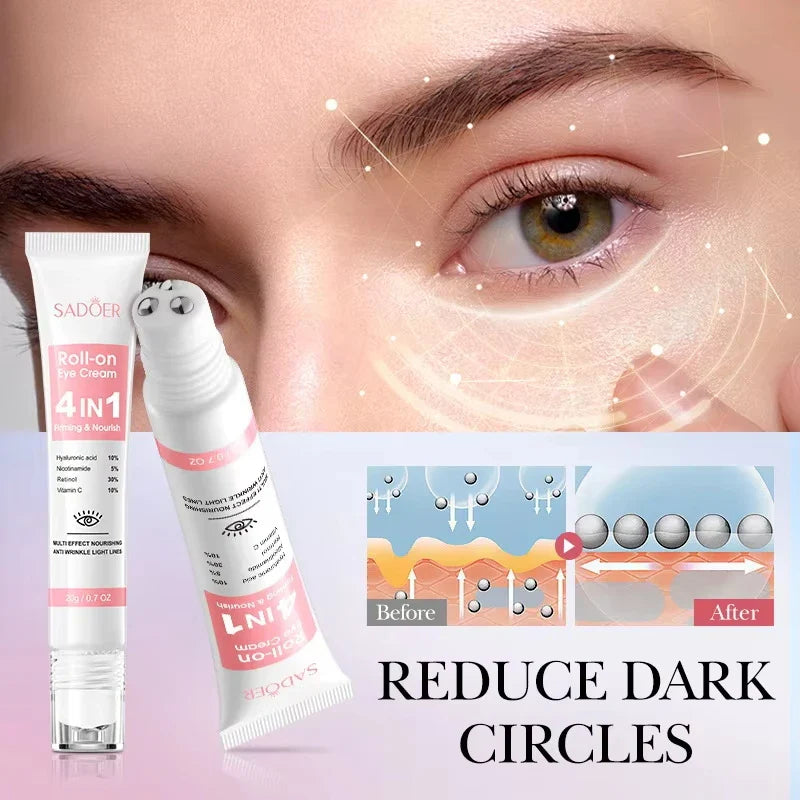 SADOER 4-in-1 Roll-On Eye Cream | Retinol, Vitamin C & Niacinamide