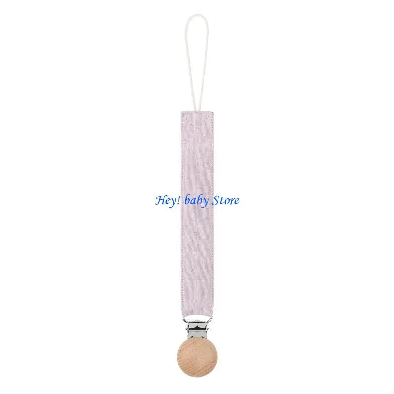 Baby Pacifier Clip Chain Holder | Cotton, Metal & Beech Wood