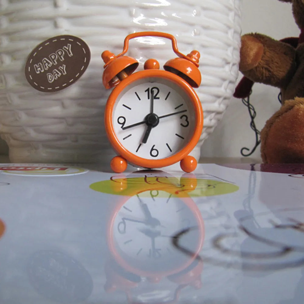 Retro Mini Double Bell Alarm Clock – Metal Desk & Travel