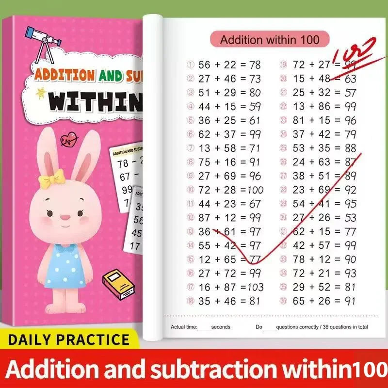 Addition Subtraction Arithmetic Exercise Book Quick Calculation Math