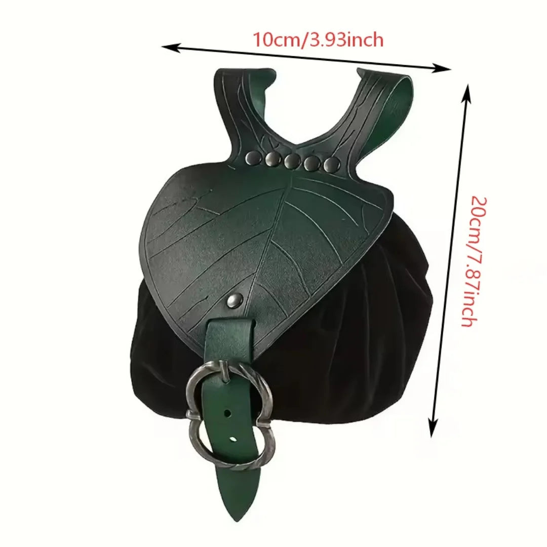 Medieval Waist Bag Retro PU Leather Elf Leaf Copper Coin Belt