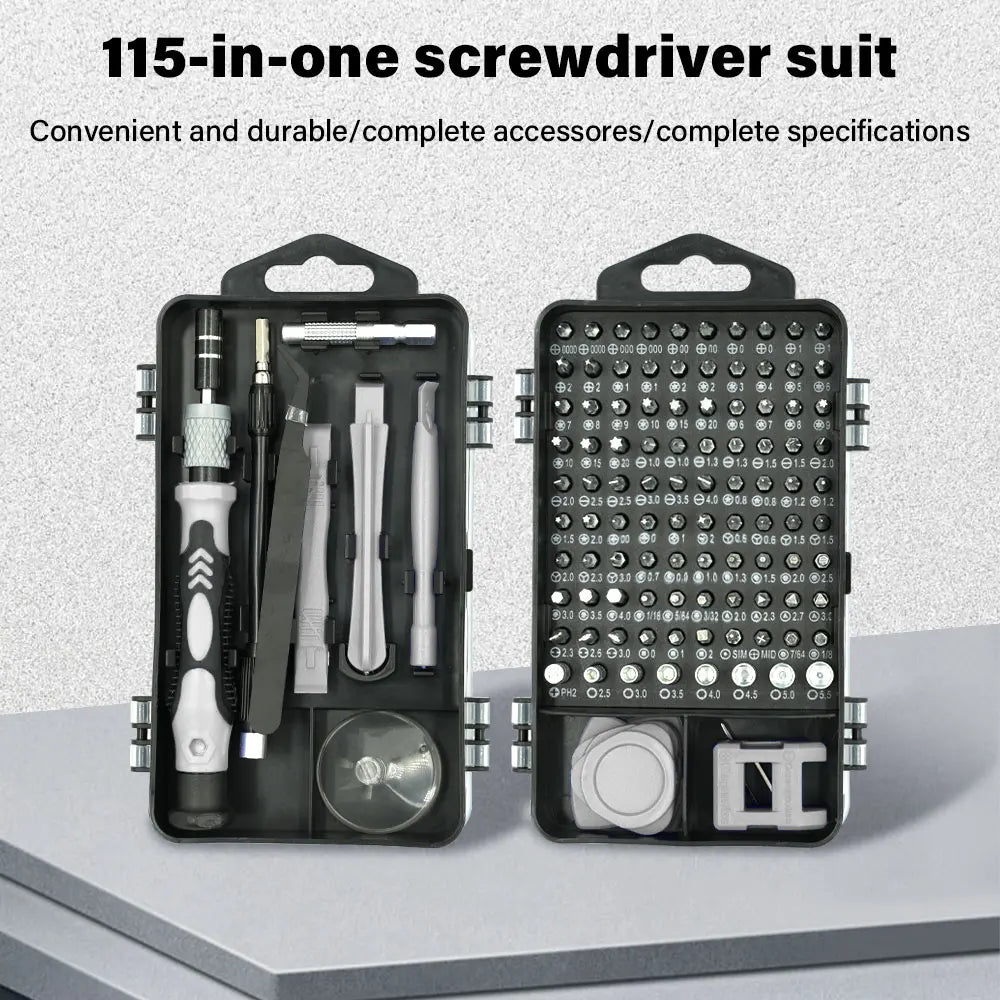 NEW 115 in 1 Magnetic Precision Screwdriver Set - Complete Repair Hand Tool Kit for Computer Laptop Phone and Electronic Devices Peaceful Pleasures Health and Wellness black