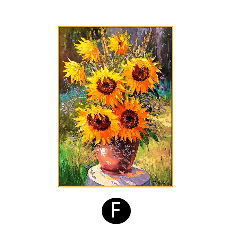 Hand Painted Acrylic Sunflower Canvas Art, Living Room, Bedroom, Corridor, Wall Decor, Modern Decoration, 50x70cm, 120x180cm Peaceful Pleasures Health and Wellness Type F 60x80cm