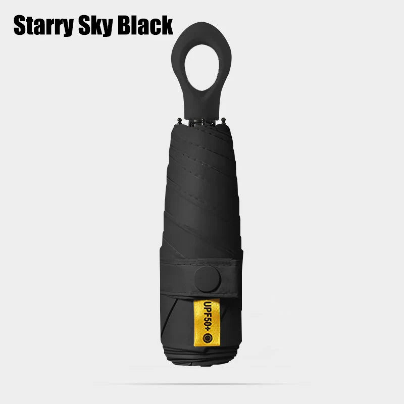 Portable 5-Fold UV & Rain Umbrella with Hollow-Out Handle