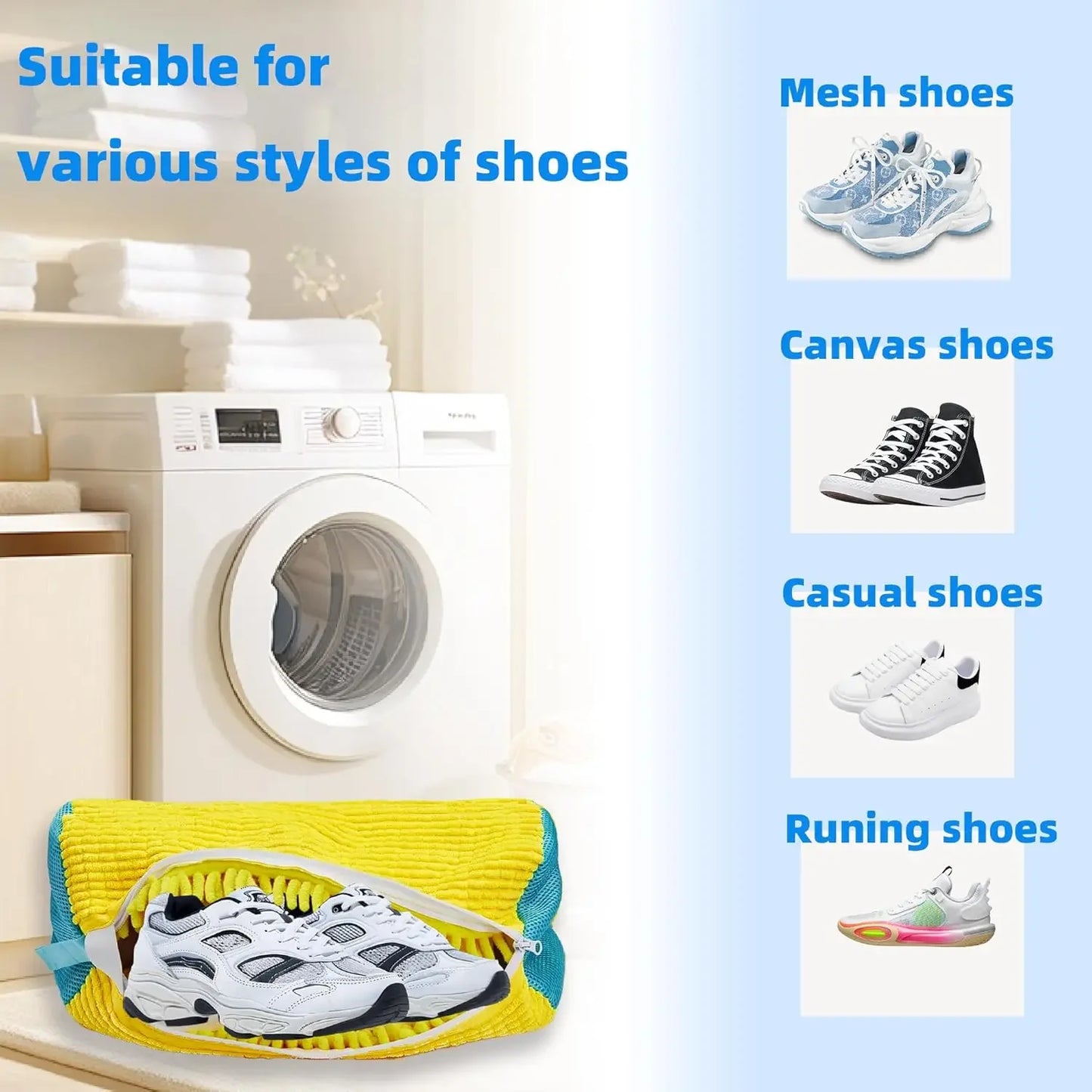 Reusable Shoe Cleaning Bags for Washer and Dryer, 2-Pack with Self-Locking Zipper for All Shoe Types Peaceful Pleasures Health and Wellness