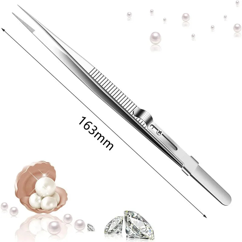 Stainless Steel Diamond Jewelry Tweezers Gemstone Pincette with Adjustable Antislip Lock Jewelry Tweezer Hand Tools Peaceful Pleasures Health and Wellness