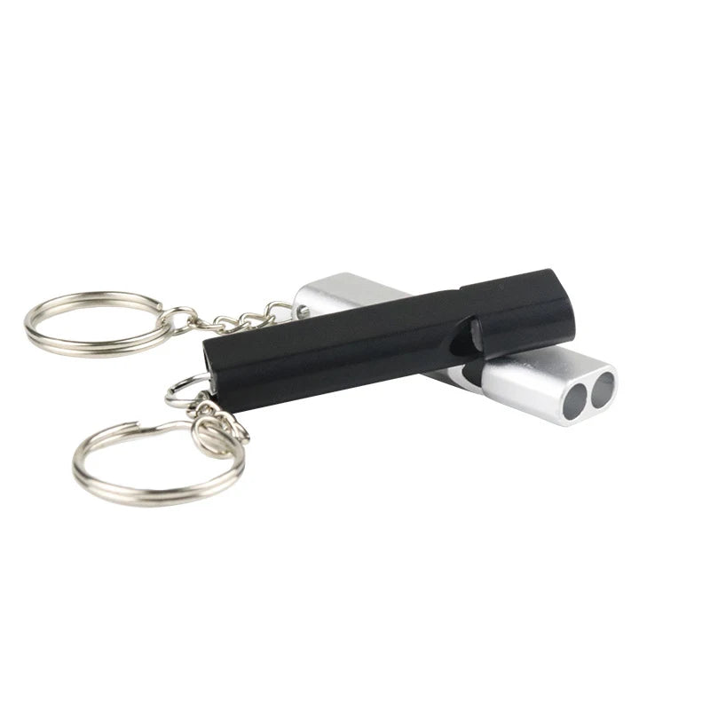 Outdoor Survival Emergency Aluminum Alloy Double Frequency Survival Whistle Training Pigeon Whistle Referee Double Pipe Whistle Peaceful Pleasures Health and Wellness