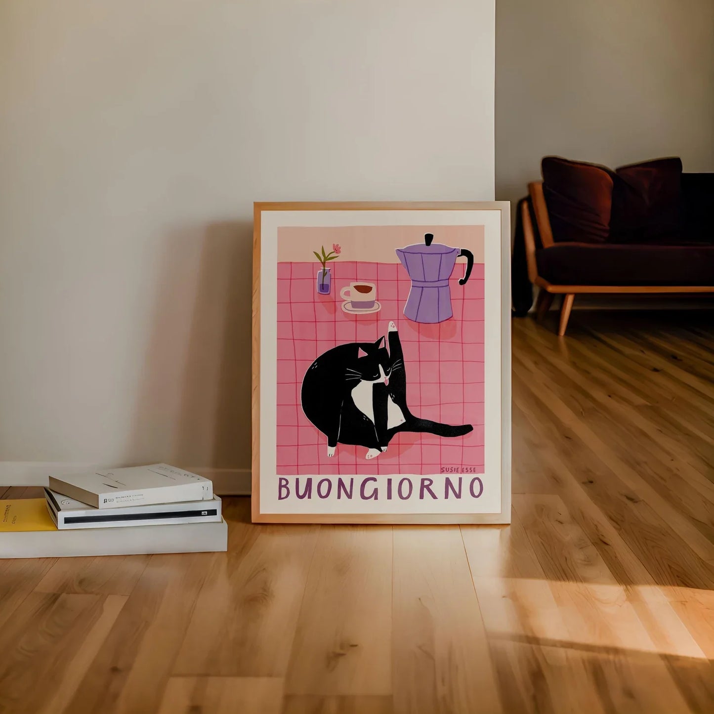 Tuxedo Cat Canvas Wall Art | Buongiorno Unframed Cat Poster