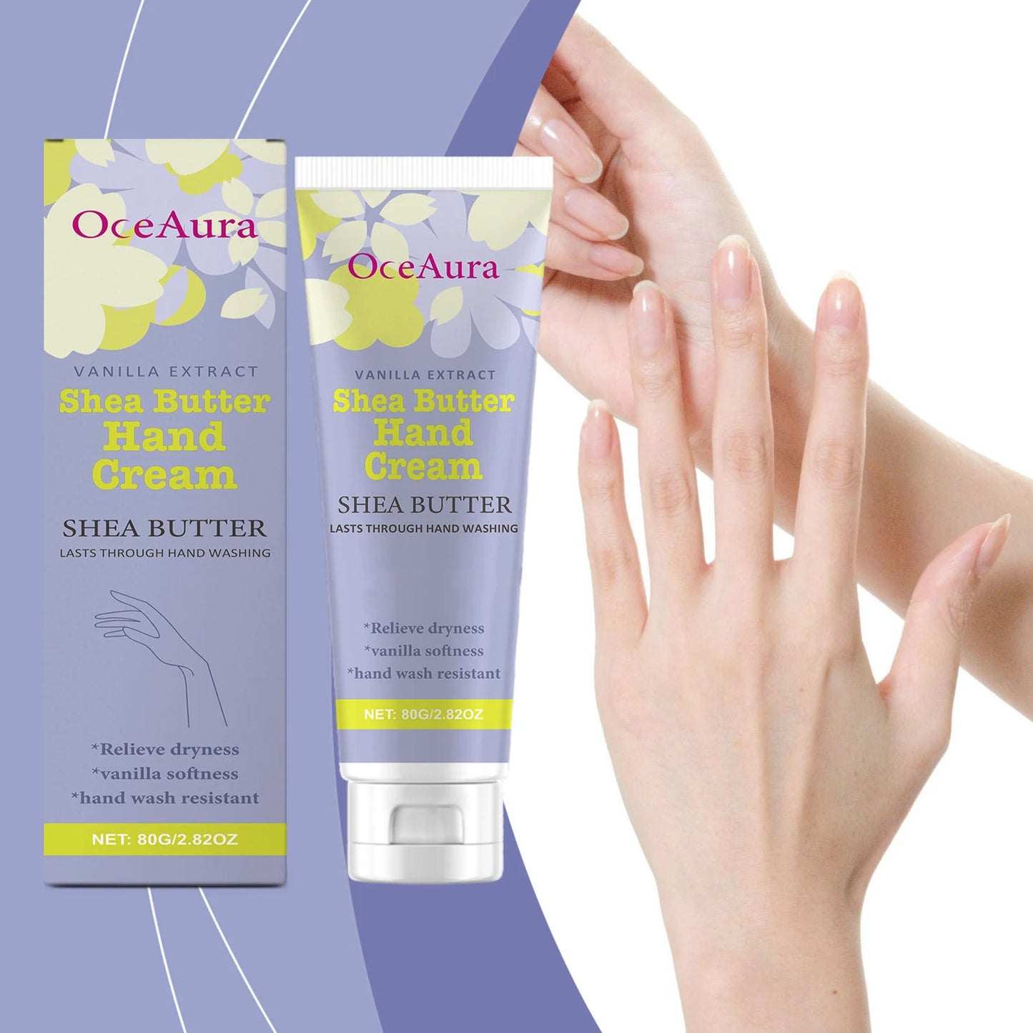 OceAura Shea Butter Hand Cream | Deep Moisture, Non-Greasy 80g