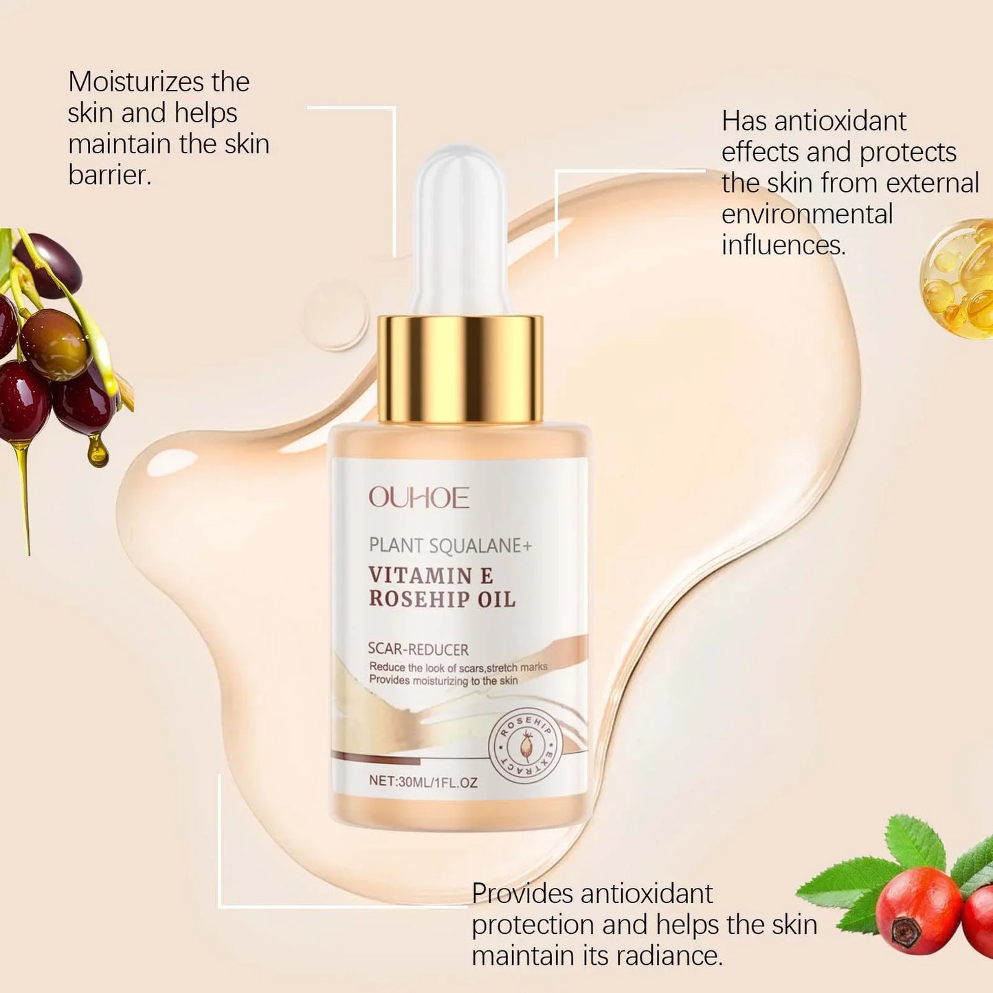 Squalane Rosehip Face Oil – Firming, Anti-Aging & Moisturizing