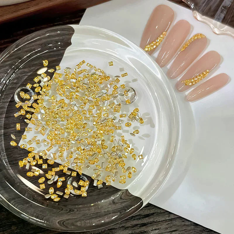 50pcs Golden Yellow Shiny Zircon Rhinestones Nail Charms Mini Rhombic Nails Gemstones Flatback Nail Art Craft Diamonds Decor Peaceful Pleasures Health and Wellness
