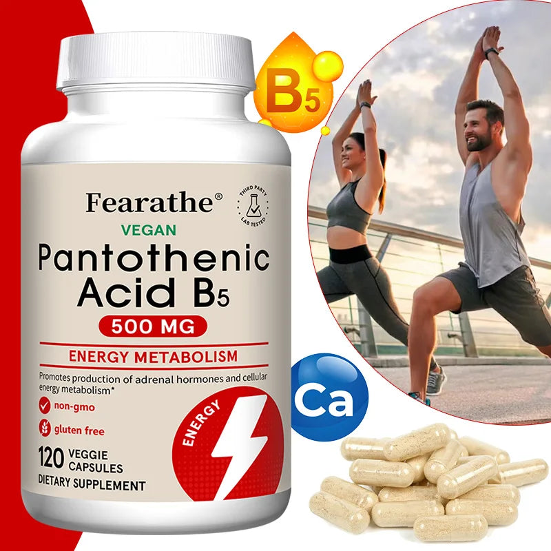 Pantothenic Acid B5 500mg Vitamin B Complex Capsules - Energy & Metabolism Support, Regulates Cellular Balance,Vegan Gluten-Free Peaceful Pleasures Health and Wellness