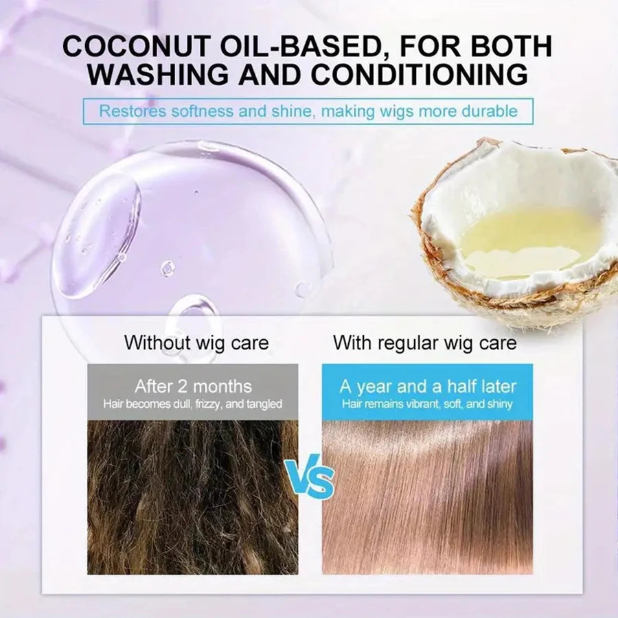 Wig Care Products Kit Shampoo And Conditioner For Wigs Coconut Oil Smoothing Shiny Hair Care Products For Women Wigs Peaceful Pleasures Health and Wellness