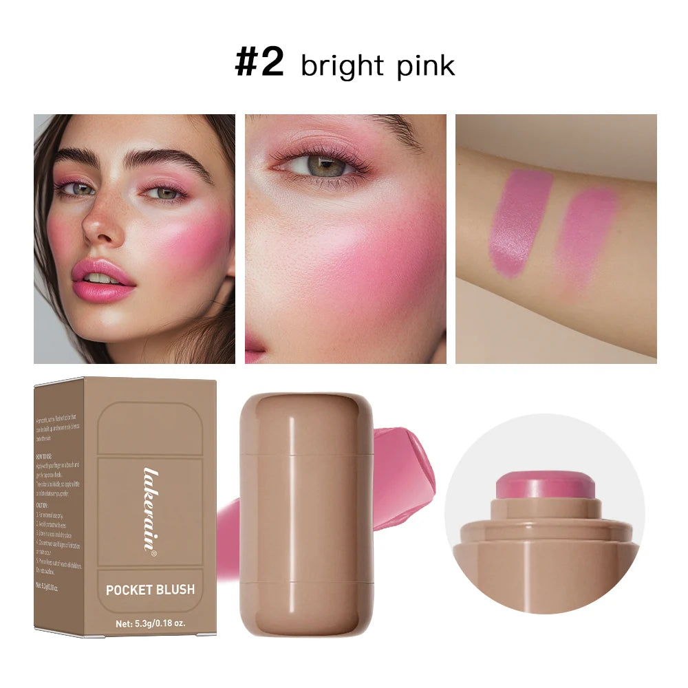 3-in-1Blush Stick Lasting Brightens Facial Cheek Stick Moisturizing Flash Lip Gloss Makeup Lip Gloss Face Rouge Peaceful Pleasures Health and Wellness 2