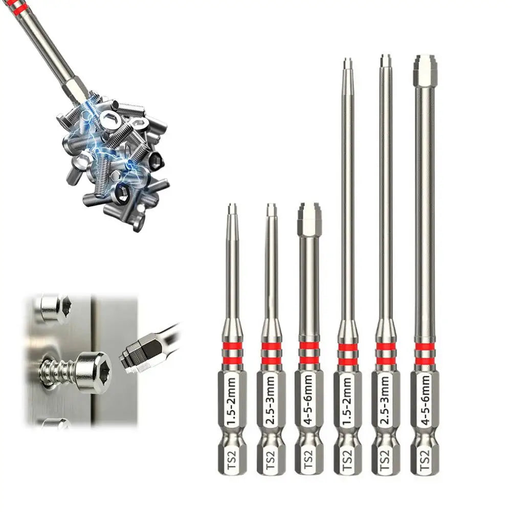 6Pcs Screwdriver Bit Magnetic 1/4" Hex Shank Drill Bit Set (1.5-6mm, 65/100mm) For Electric Drill Tool Screw Driver Bat Peaceful Pleasures Health and Wellness 6pcs