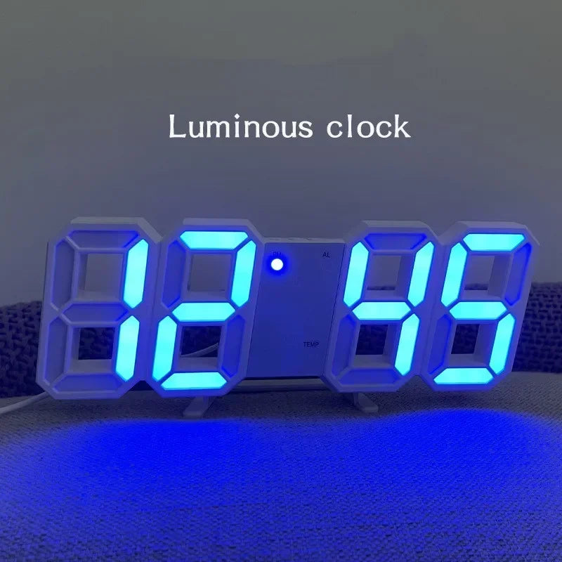 LED Clock Bedroom Home for You Adjustable Digital Wall Clock Hair Accessories Living Room Night Light Mode 3D Decor Decorate Peaceful Pleasures Health and Wellness