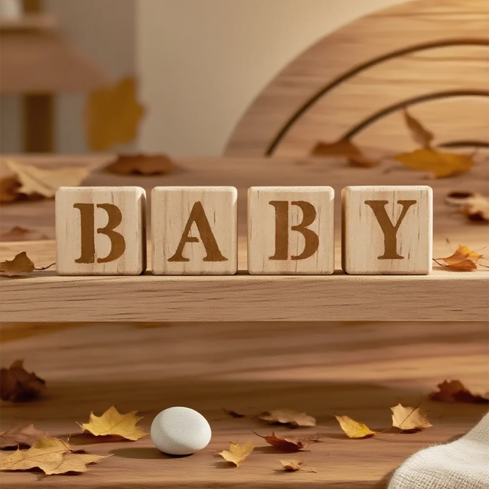 Wooden Letter Blocks Baby Shower Gift | Nursery Decor 4-Piece Wooden Nursery Décor Peaceful Pleasures Health and Wellness