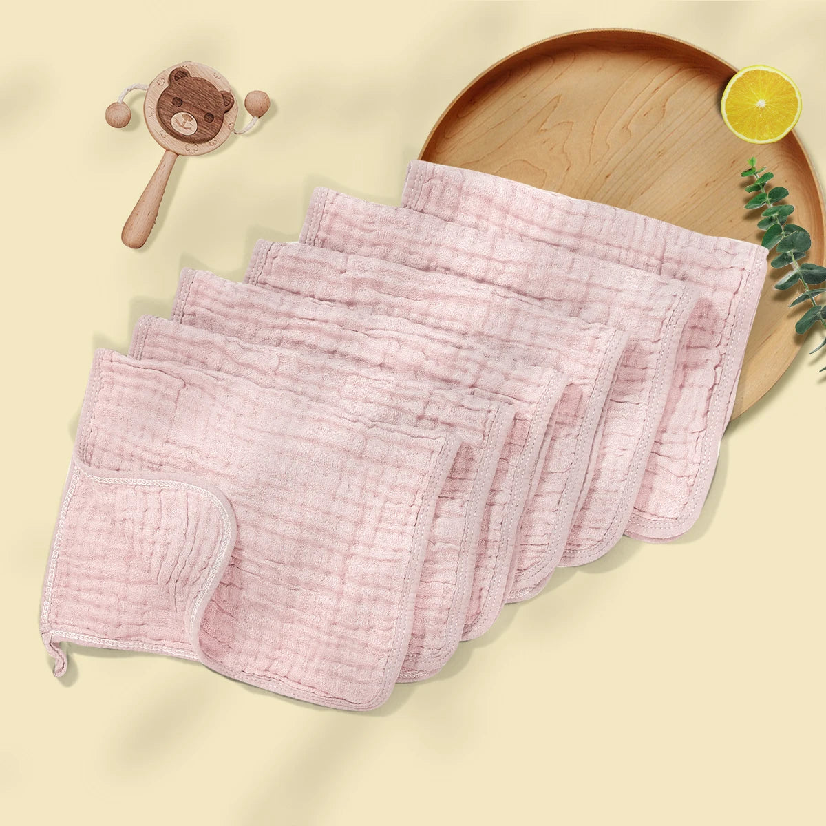 6-Pack 100% Cotton Baby Washcloths – Soft Newborn Face Towels