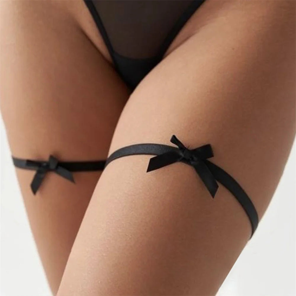 Women Bow Leg Ring Sexy Lingerie Lace Garter Belt Bowknot Loop