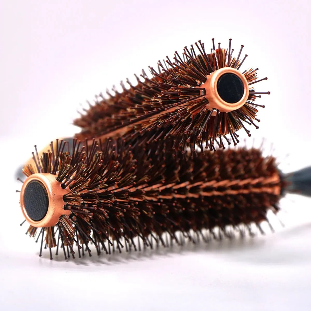 Wood Handle Boar Bristle Round Brush – Anti-Static Styling