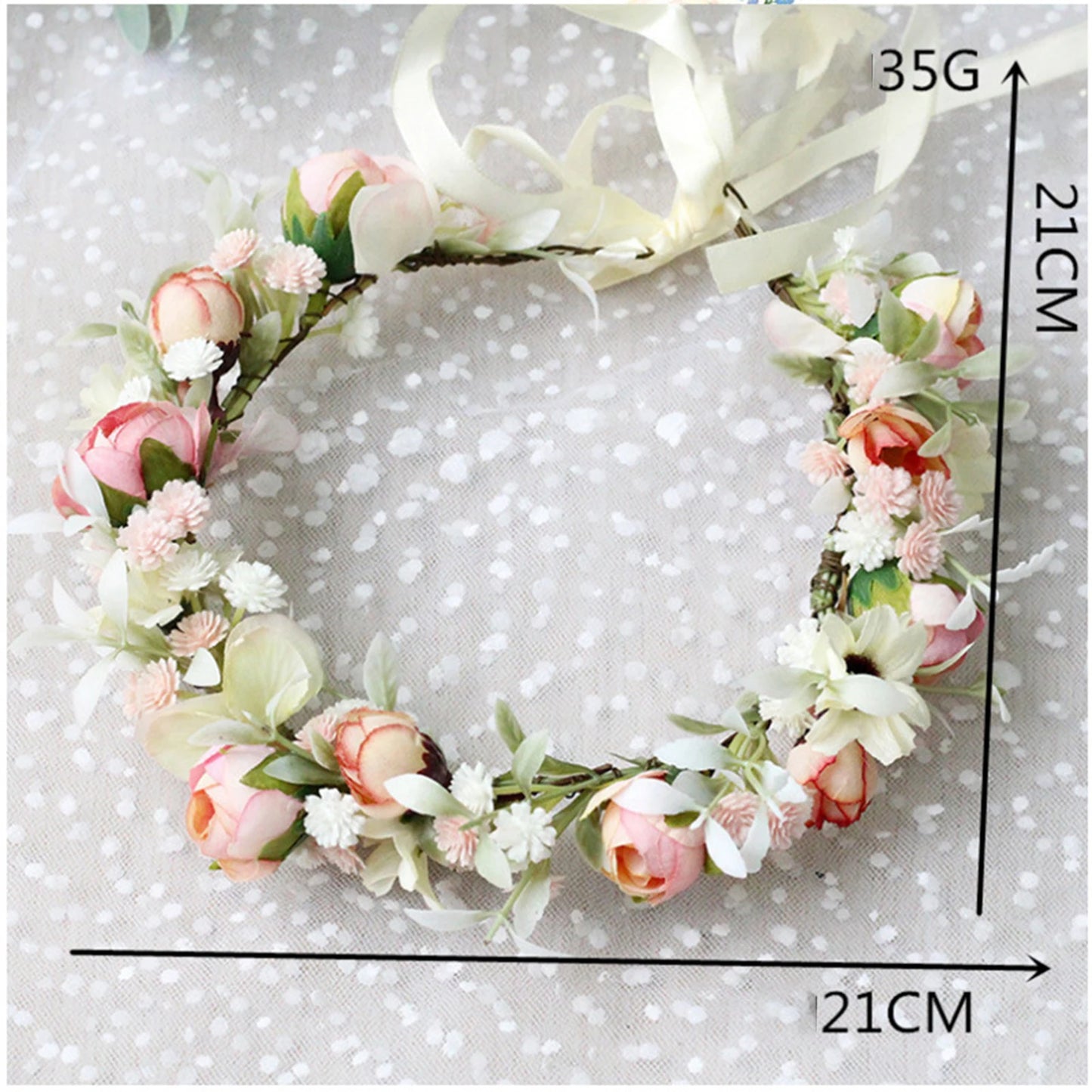 Boho Floral Wreath Headband Forest Style Simulated Flower Hairband for Bridesmaid Wedding Dating Peaceful Pleasures Health and Wellness