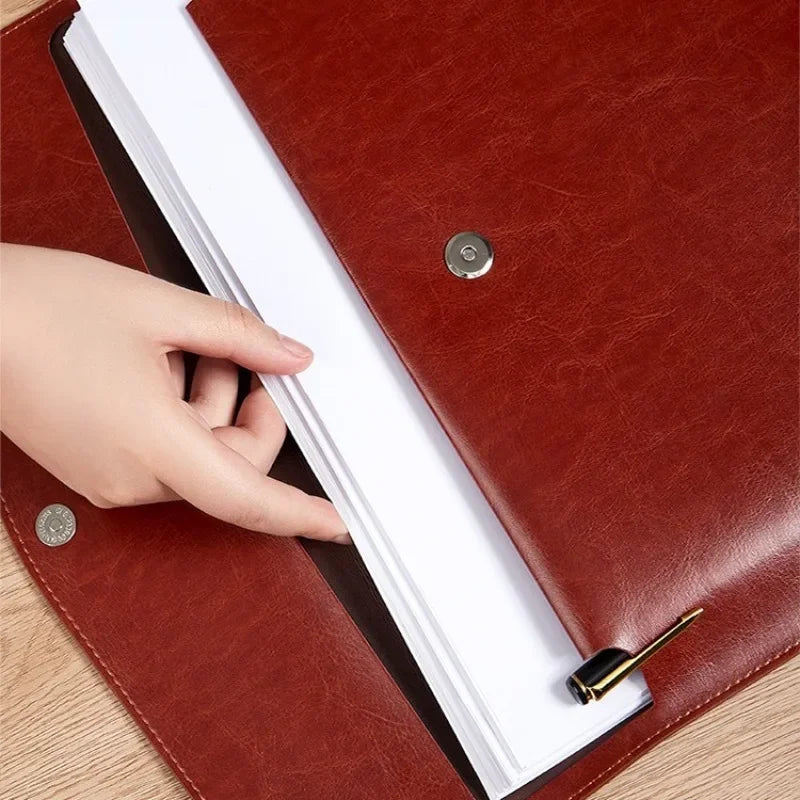A4 PU Leather File Folder Briefcase | Document Organizer Bag Document Briefcase Bag Peaceful Pleasures Health and Wellness