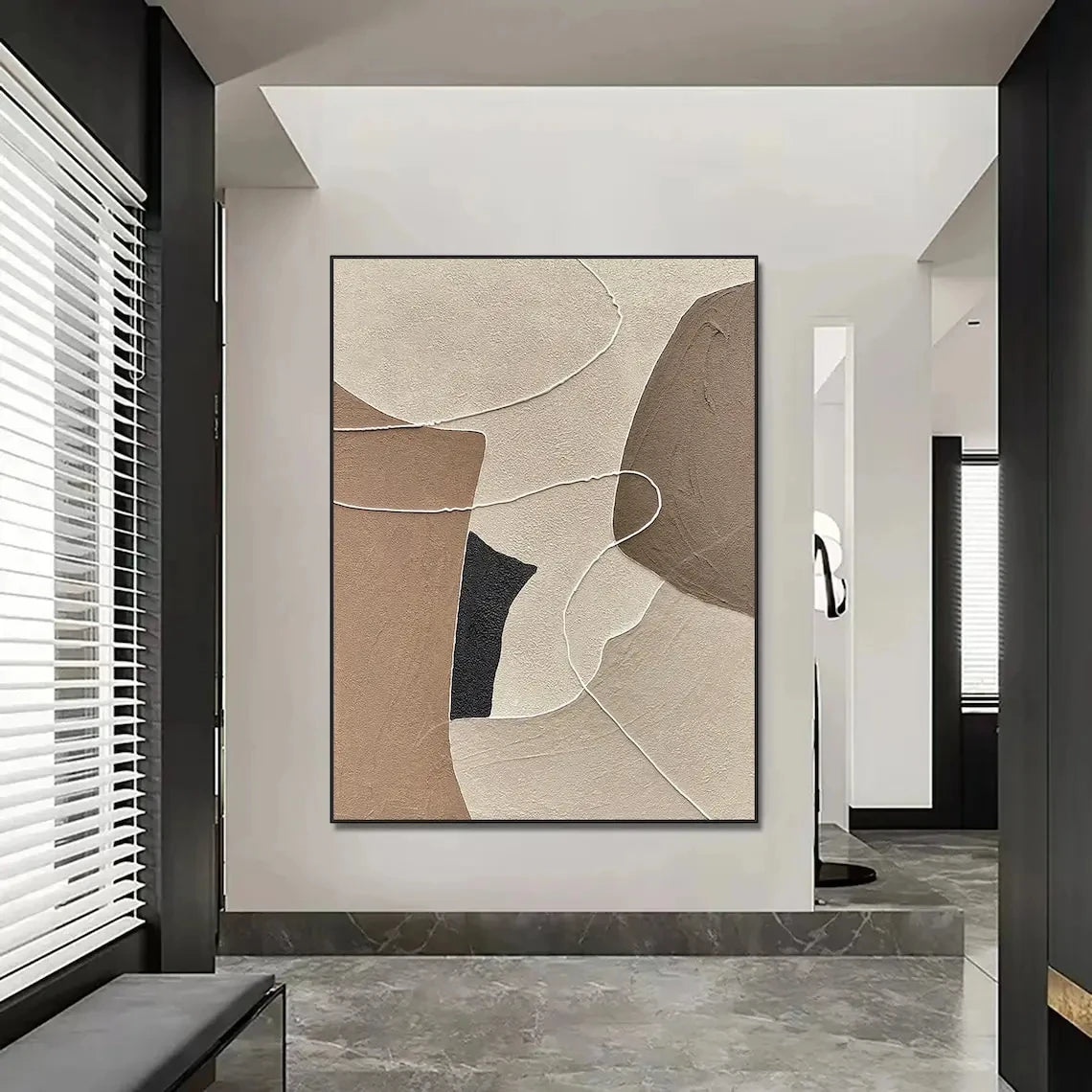 Handmade Textured Wall Art, Beige, Brown, Abstract Oil Painting on Canvas, Neutral, Large Wall Decor, Home Decoration Peaceful Pleasures Health and Wellness