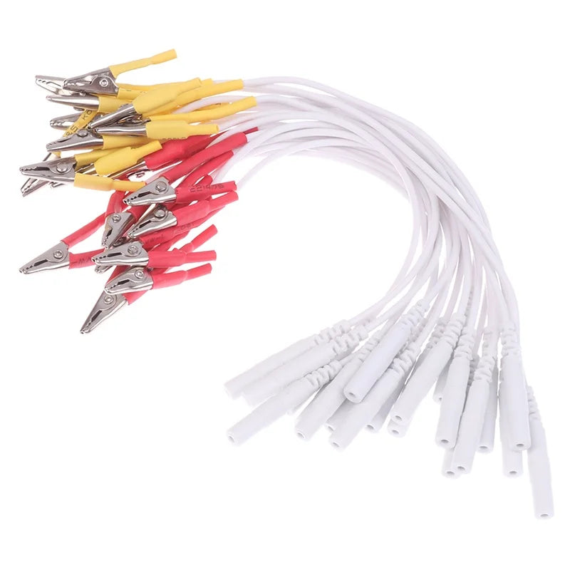 10-Pack Alligator Clip Cables for TENS EMS Acupuncture – 2mm Pin Electrode Clip Cables Peaceful Pleasures Health and Wellness