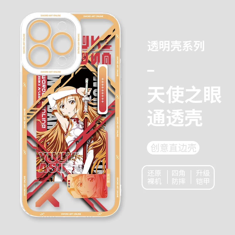 Japanese Anime Sword Art Online Phone Case for Iphone 17 16 15 14 13 12 11 Pro Max Plus Mini Air Asuna Kirito Phone Cover Peaceful Pleasures Health and Wellness