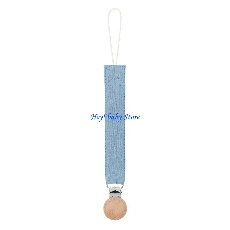 Baby Pacifier Clip Chain Holder | Cotton, Metal & Beech Wood