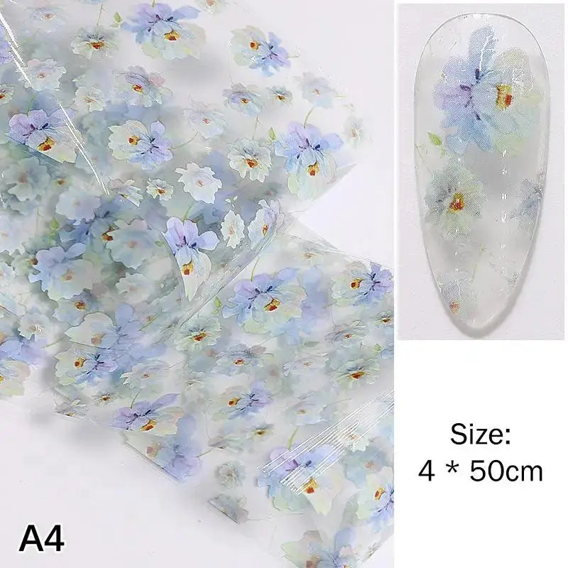 1Pcs Flower Nail Transfer Foils Stickers for Nail Art Peaceful Pleasures Health and Wellness A4