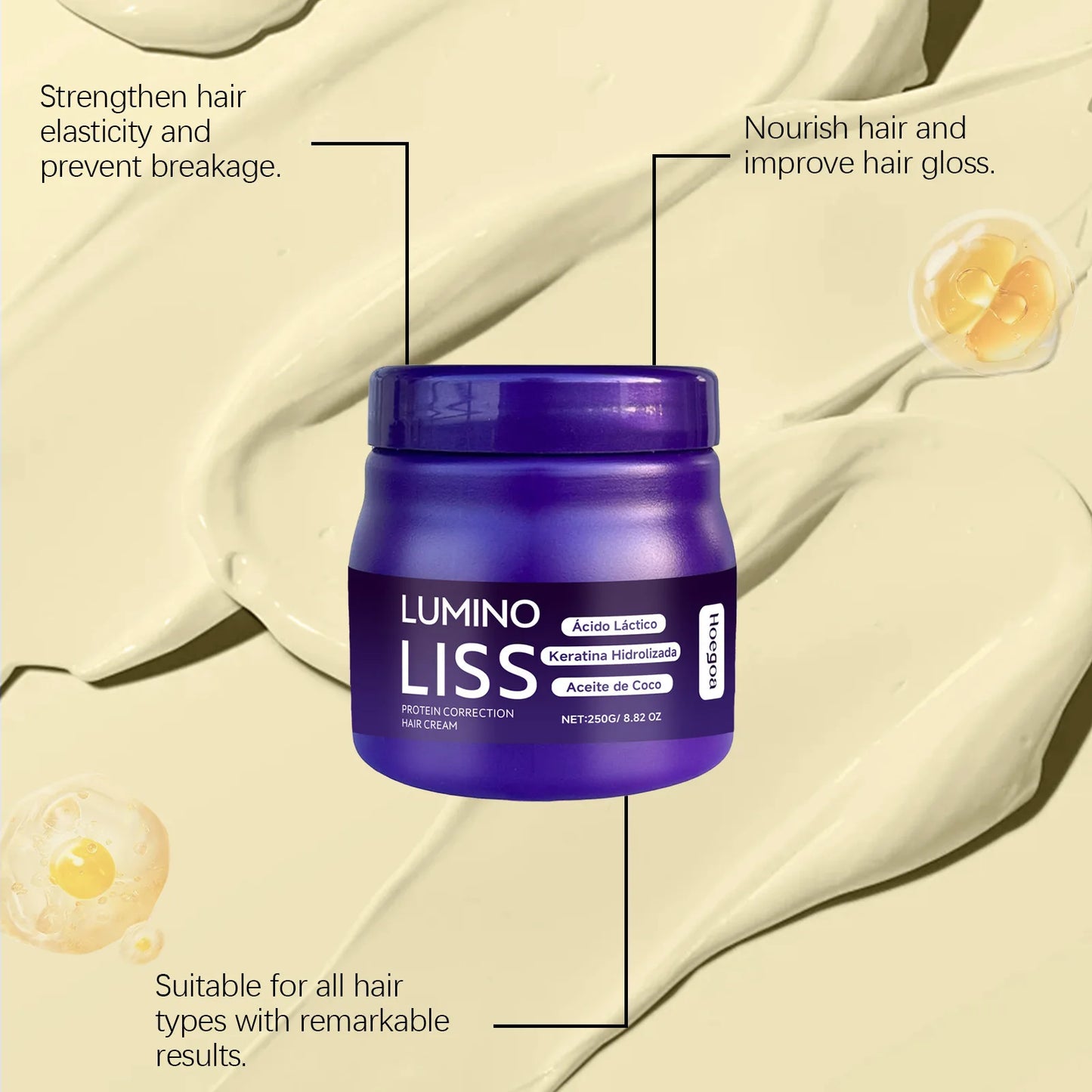 HOEGOA Protein Straightening Cream – Anti-Frizz, Shine & Repair