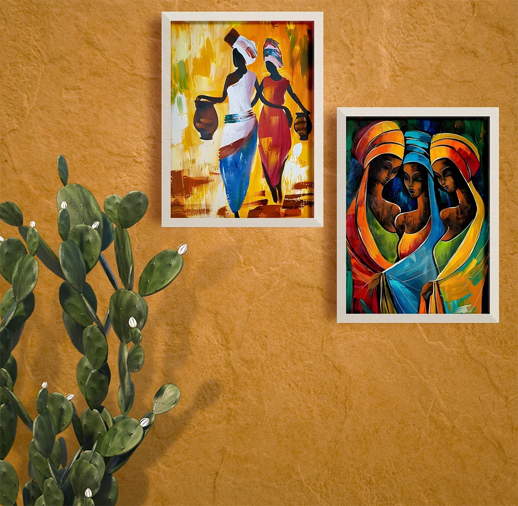 Abstract Wall Art Ethnic African Tribal Female Modern Abstract Oil Painting Canvas Painting Western Style Living Room Wall Decor Peaceful Pleasures Health and Wellness