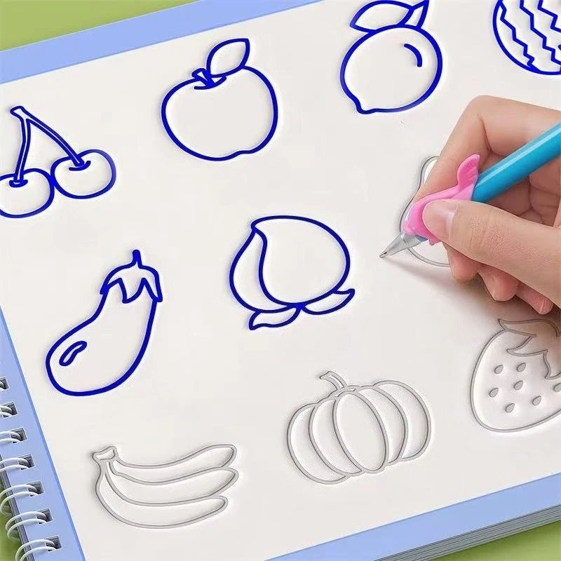Magic Writing&drawing Practice Book Kids 3D Tracing Workbook Stencil