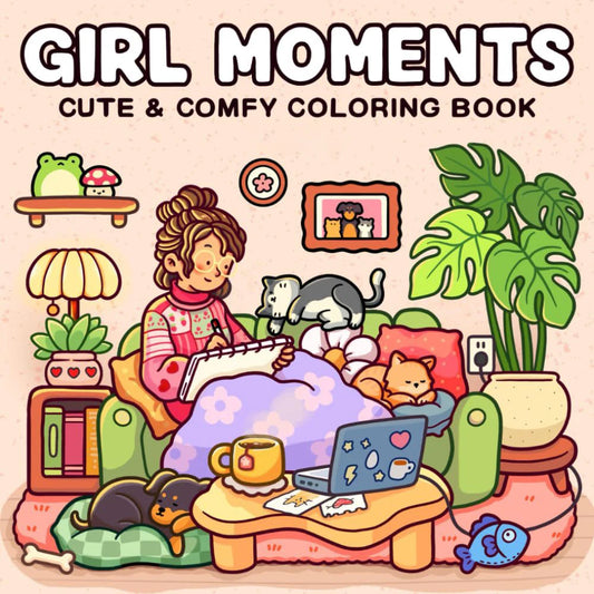 Adult Teens Coloring Book Cute Daily Activities Relaxing Scenes Girls Peaceful Pleasures Health and Wellness NH