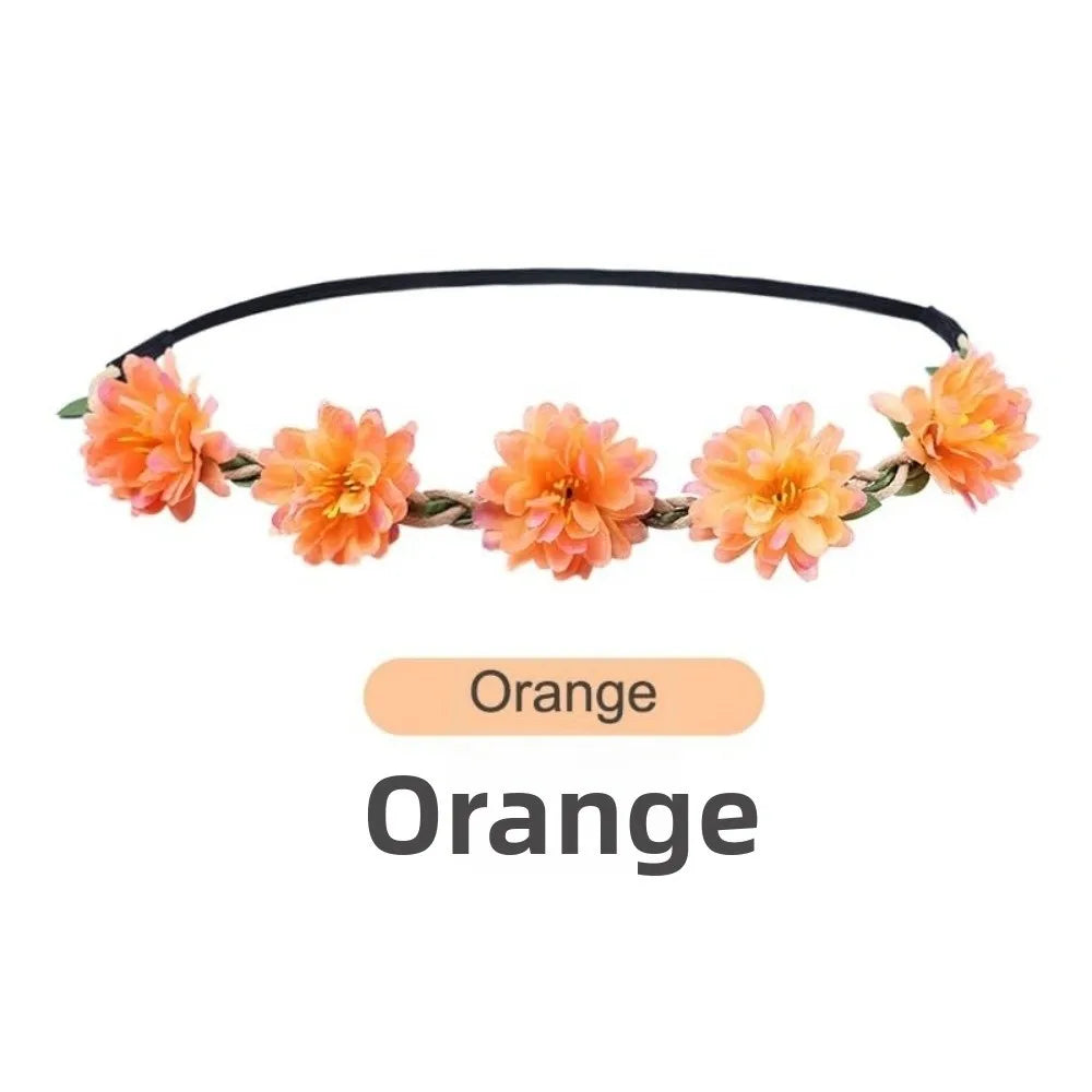 Pink Rose Floral Crown – Boho Adjustable Ribbon Headpiece