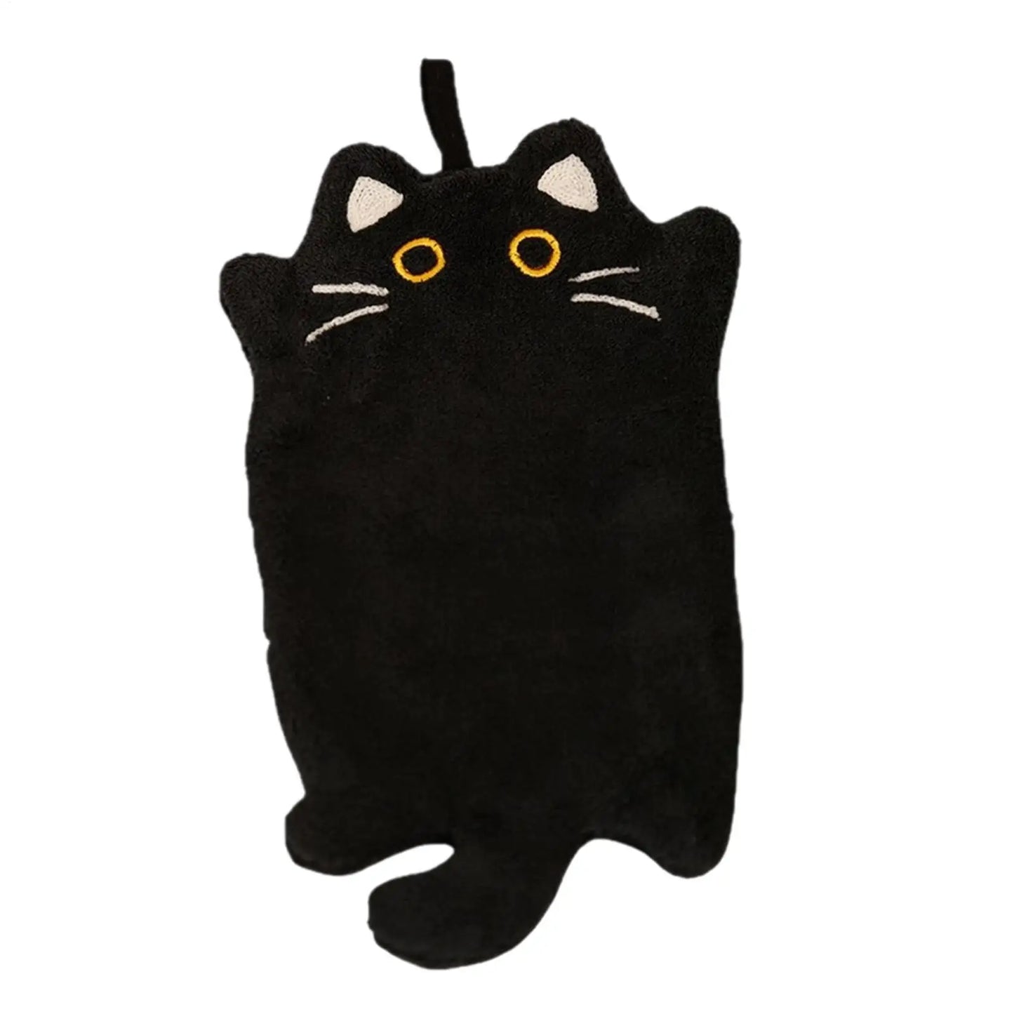 Cute Cat Hand Towel – Coral Fleece Hanging Bathroom Towel