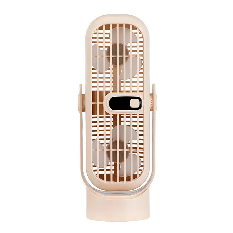 USB Electric Fan Double fan blades Portable 5 Speeds Ultra Quiet Table Fan Quiet Ventilator Desktop Fan Air Cooler for Room Home Peaceful Pleasures Health and Wellness Light Yellow