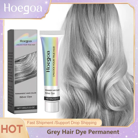 HOEGOA Silver Grey Permanent Hair Dye Color Wax Cream 100g Hair Dye Cream Peaceful Pleasures Health and Wellness