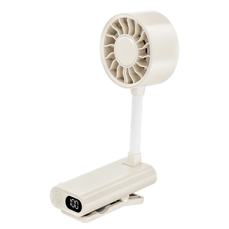 Portable Clip Fan with Soft 360° Flexible Hose Cooling Device Rechargeable Adjustable Speed Perfect for Picnics Beach Offices Peaceful Pleasures Health and Wellness Beige