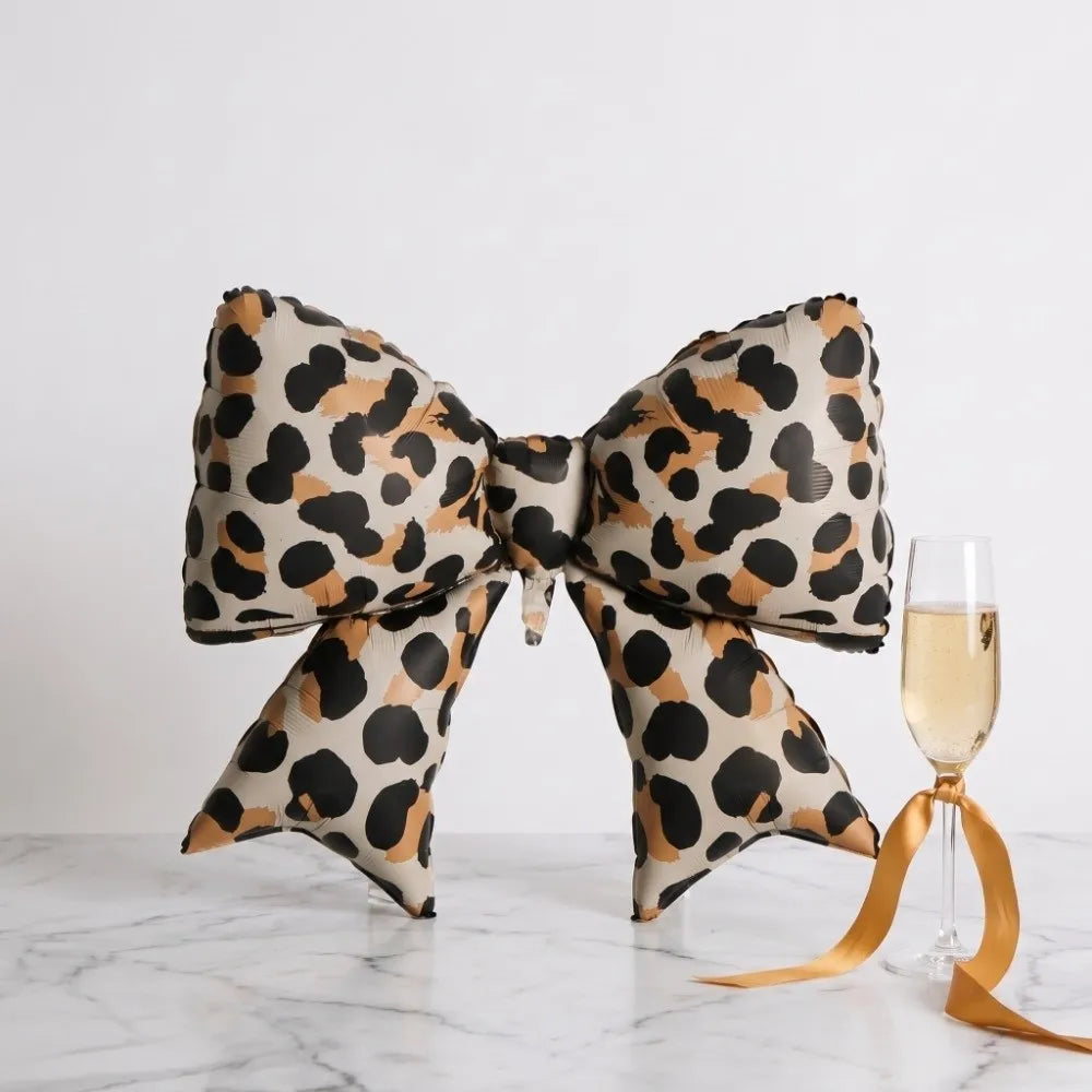 Leopard Print Foil Bow Balloons 2pcs – Party & Wedding Décor